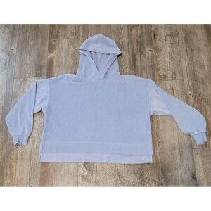Aerie Hoodie Boxy Slouchy Oversized Cropped Size XS Blue Soft Velvety‎ Feel